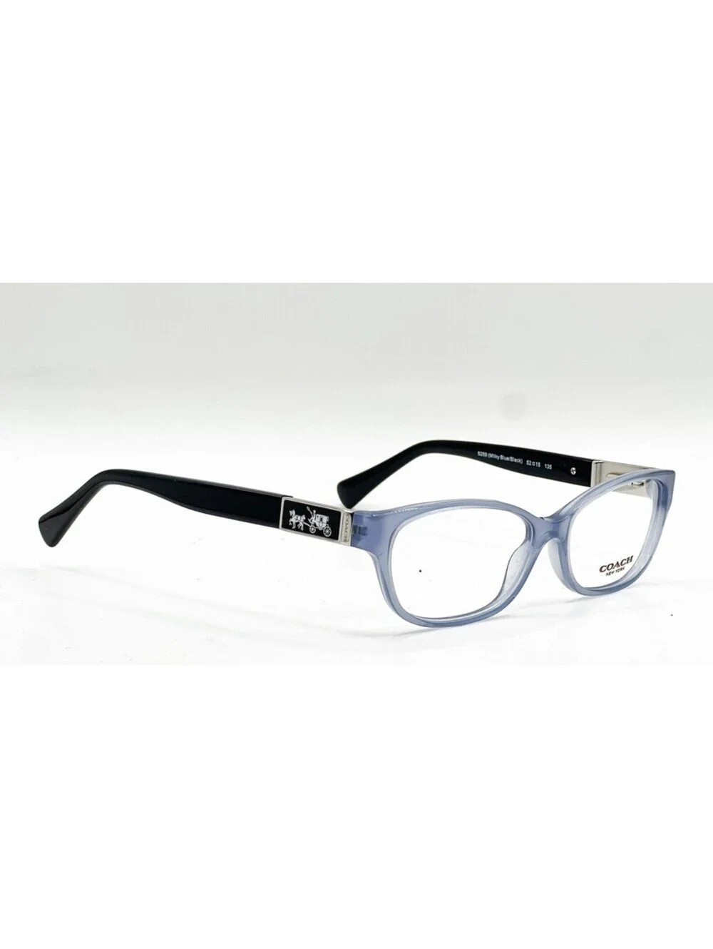 Coach HC 6061 5259 Milky Blue Black Cat Eye Authentic Eyeglass Frames 52-15-135
